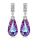 S SIVERY SIVERY Mothers Day Gifts 'Teardrop Of Angel' Stud Dangle Earrings With Purple Swarovski Crystals, Jewelry For Women Gifts For Mom