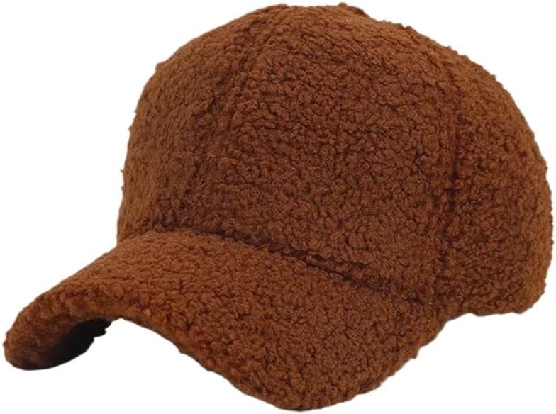 Hats for Men Autumn Winter Plush Baseball Cap for Women Solid Color Soft Warm Lamb Wool Hip Hop