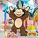 Cute Monkey Pinatas for Kids Birthday Parties, Fun Animal-Themed Decoration and Party Game Supplies Includes Busterstick, Blindfold, Confetti and 2 Happy Celebration Ballons