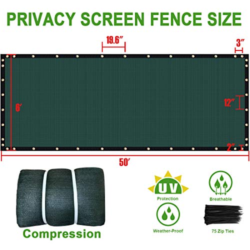 Robuster Sichtschutzzaun, 90 % Verstopfung, grüne Netzabdeckung mit Messingösen für Garten, Hof, Wand, Hinterhof… – Bild 4