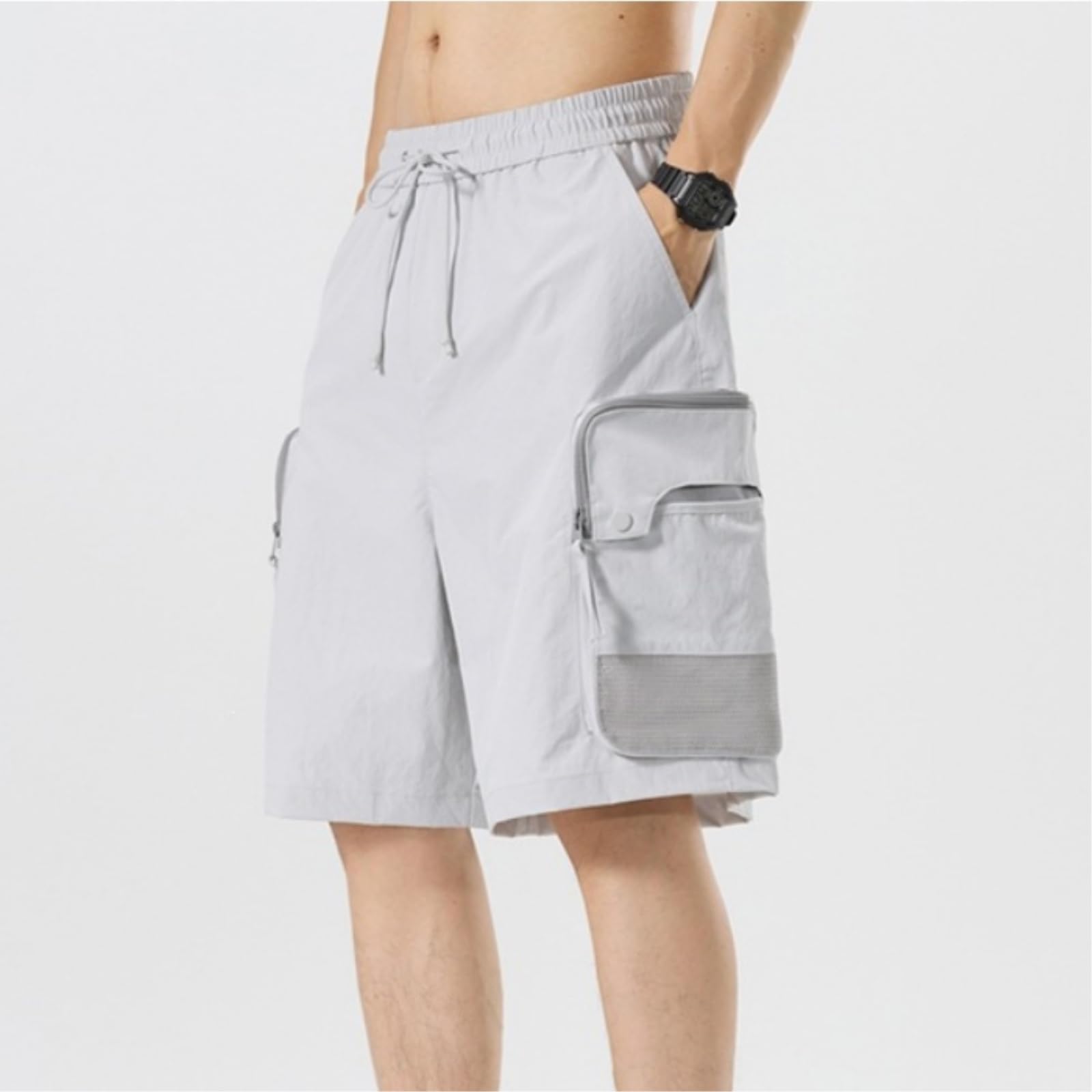 Pantaloncini Palestra Uomo Pantaloncini dal Taglio Dritto E Rilassato con Tasche Cargo E Coulisse in Vita, Perfetti per Viaggi E Weekend
