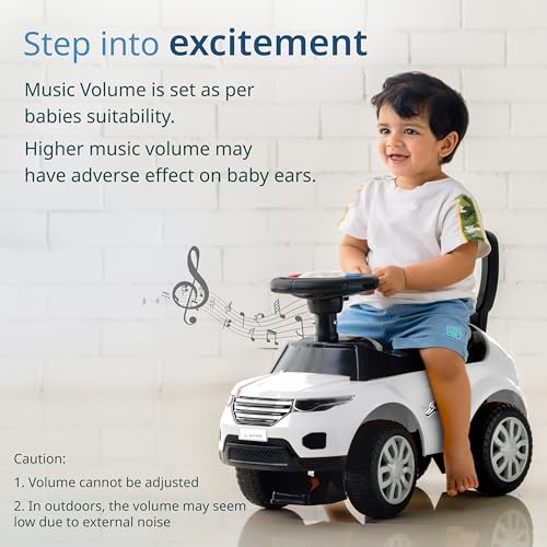 LuvLap Starlight Ride on & Car for Kids with Music & Horn Steering, Push Car for Baby with Backrest, Safety Guard, Under Seat Storage & Big Wheels, Ride on for Kids 1 to 3 Years Upto 25 Kgs (White) - Image 4