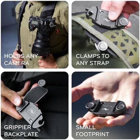 Peak Design Capture Camera Clip V3, Black with Plate, Holds DSLR, Compact and Point and Shoot Bodies, Secure, Stable and Accessible, Attaches to Straps and Belts, Quick Release, 200 lb Capacity
