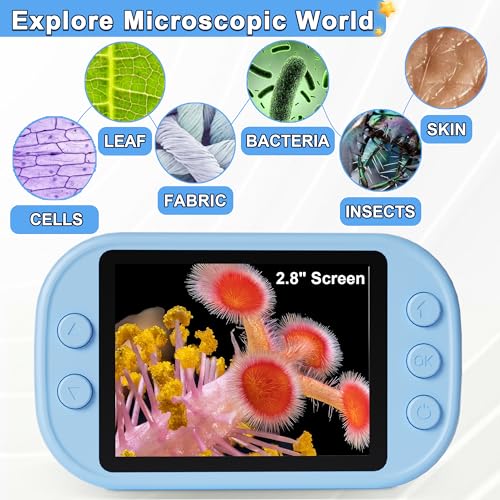 Kids Microscope - Mini Handheld Microscope for Kids, Portable Pocket Digital Toys for Girls Boys Birthday (Blue) — view 4