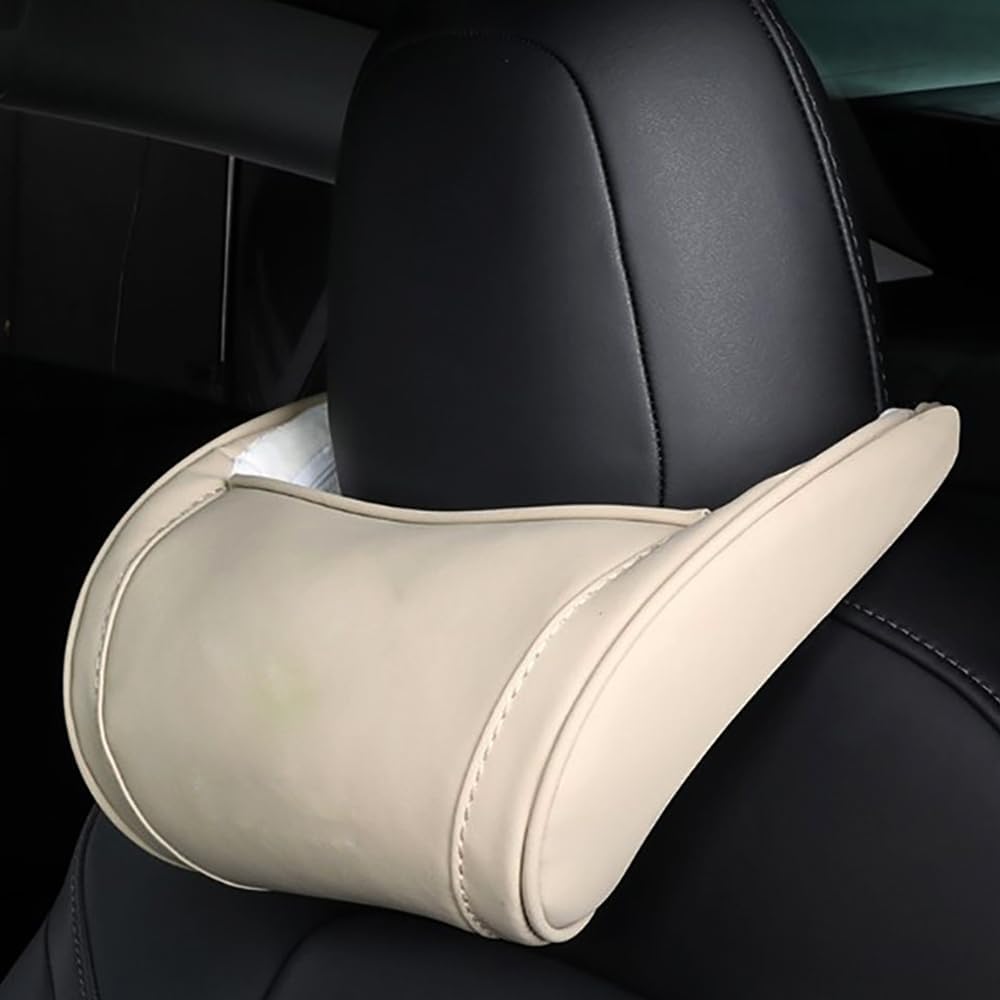 Car Headrest Neck Pillow Support Memory Foam Ergonomic Design Accessory for Driving Seat Fatigue Relief Compatible with Model S X 3 Y & Cybertruck - 1 Piece image 2