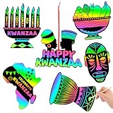 JULMELON 36 PCS Kwanzaa Rainbow Scratch Cards