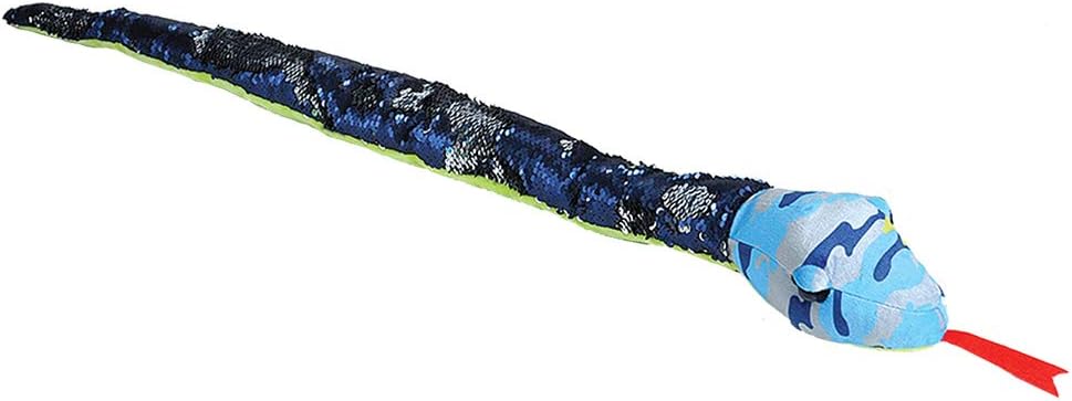 Wild Republic Sequin Snake Plush, Stuffed Animal, Plush Toy, Gifts for Kids, Teal & Purple, 54"