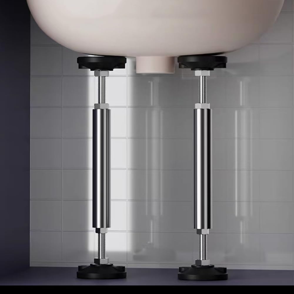Regulowane nogi do zlewu ze stali nierdzewnej, teleskopowe nogi pod umywalkę, nogi meblowe (wys. 37-42 cm / 14,6"-16,5") do użytku w kuchni i łazience