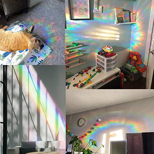 4Pcs Decorative Rainbow Window Film Diamond Shape Etched Glass Effect Window Stickers Glass Alert Decals Birds Strikes Colorful Baby Boy Bunny Outfit Photography (Pink, One Size) #TOP15