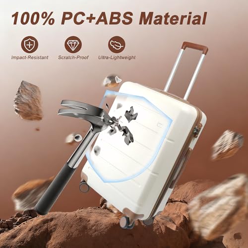 Image of Luggage Set 2-Piece, ABS Hardside Lightweight Suitcase with 8 Smooth Spinner Wheels for Business and Travel (14 /20 Black)
