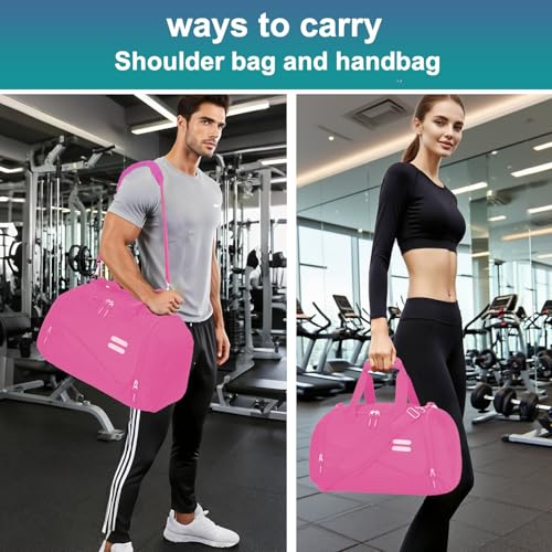 Image of Gym Bag for Men & Women - 30L Duffel Bag with Shoe Compartment, Weekender Water Resistant Duffle Bag for Travel, Sports, Fitness & Workouts, RosePink