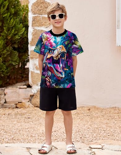 Image of Frogwill Boys Girls Shirts 3D Graphic T-Shirt Neon Clothes Short Sleeve Animal Print Tee 5-13 Years