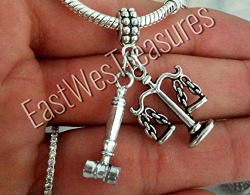 Scales of Justice Gavel Bracelet Necklace Keychain, Lawyer Attorney Gifts for Men Women