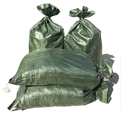 Intock Sandbags | Military Grade Empty Dark Green Woven Polypropylene Heavy Duty Sand Bags | With Strong Drawstring Closure Ties | 4000 Hrs Of UV Protection | 14