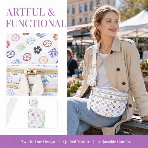 Image of Makes Checkered Crossbody Bag Bum Bag for Women with Pouch