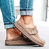 FMOGE Womens Flat Mule Sandals Summer Clogs Suede Flat Slipper Round Toe Backless Slip on Loafer Shoes Comfy Closed Toe Lady Fashion Boat Shoes #2