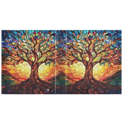 Image of Tree of Life with Leaves 3 Ring Binder with 2 Interior Pockets 1.5 inch Binders 3 Ring Heavy Duty Fit 8.5 inch x 11 inch Letter Size for Office School, 2 Pack