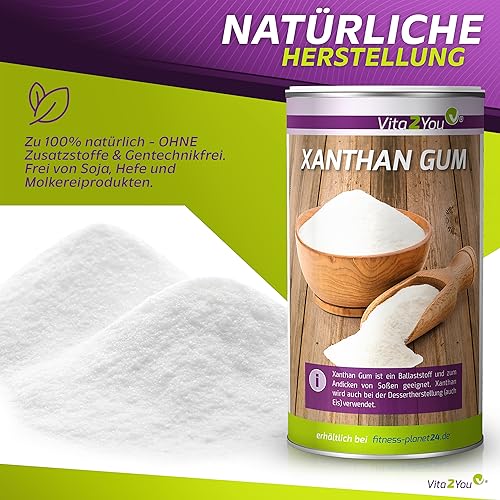 Vita2You Xanthan Gum 250g - Bindemittel - Glutenfrei - Xanthan Pulver in Lebensmittelqualität - Stabilisator - Vegan - Premium Qualität