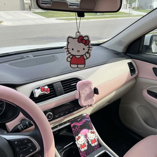 Image of PumpCar 2 pieces double-sided Hello Kitty hanging cartoon vanilla-scented funny car air freshener Cool hanging for rearview mirror Car Interior Accessories Gifts Kawaii Cute Fans Pink Truck SUV Home