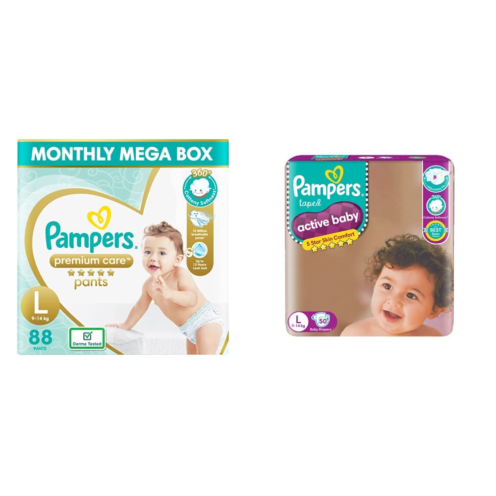 Buy Pampers Premium Care Pants, Large size baby diapers (L), 88 Count