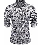 COOFANDY Men's Floral Dress Shirts Long Sleeve Slim Fit Casual Button Down Shirts