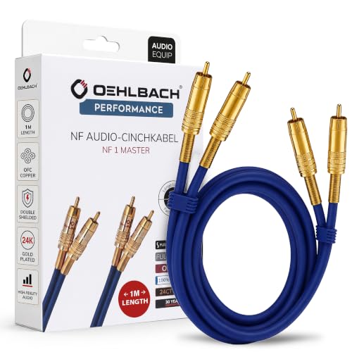 Oehlbach NF 1 Master 100 - Hervorragendes analoges Stereo Audio-Cinchkabel - 2X Cinch/2x Cinch, Vollmetallstecker, Schirmung - 1 m - blau