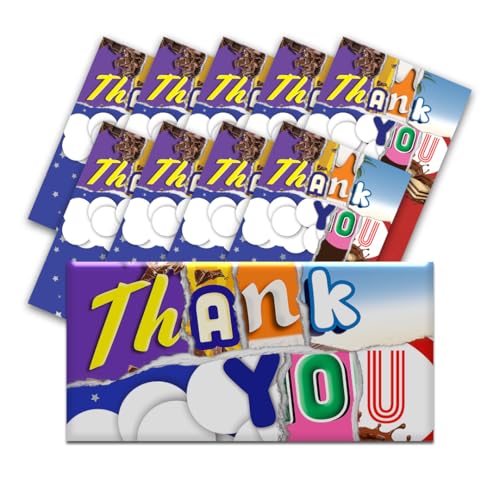 10 x Thank You Chocolate Bar Wrapper - Get Well Soon Gifts Teacher Gifts Funny Gifts for Women Men Teachers Birthday Present Rude Joke Secret Santa (Chocolate not included)
