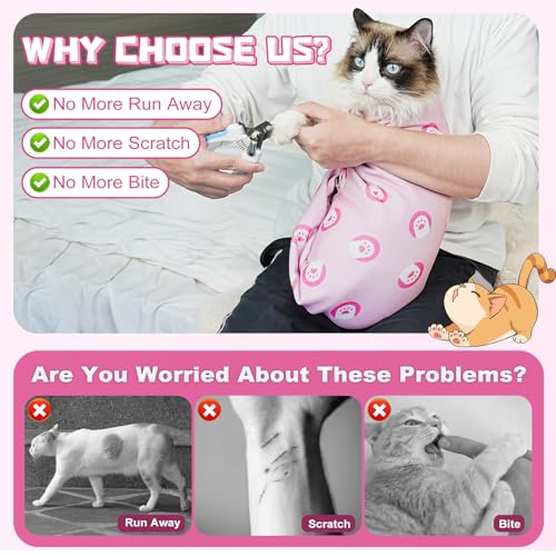 Image of Supet Cat Wrap for Cutting Nails, Self-Adhesive Grooming Wrap, Anti-Scratch Cat Swaddle for Grooming, Ideal for Medicine, Nail Clipping, Teeth Brushing, Ear Cleaning