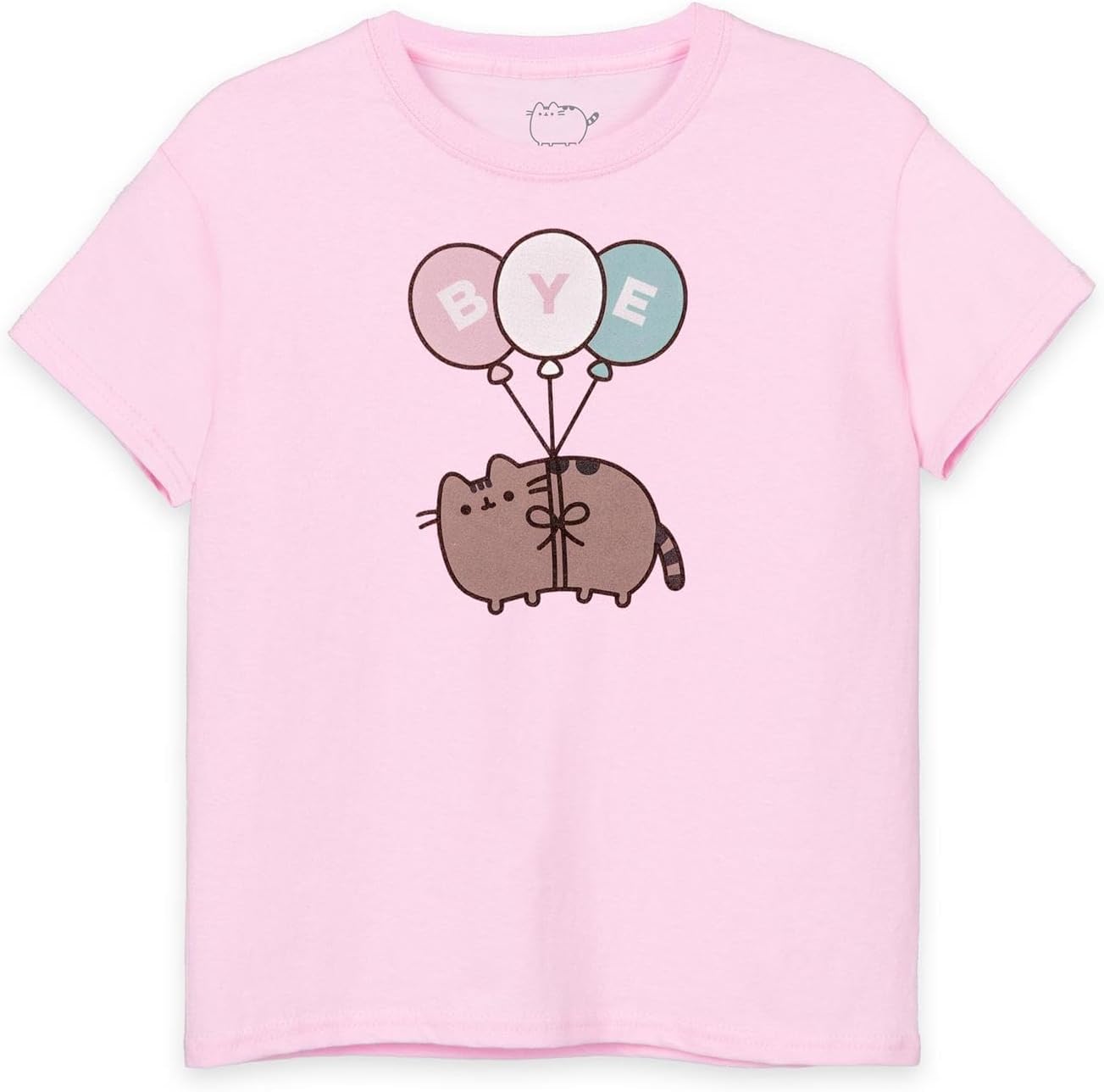 Pusheen Girls T-Shirt | Short-Sleeved Graphic Tee for Kids | Crew Neck Internet Cat Top | Comfortable & Stylish Cute Daywear | Merchandise Gift for Children & Teens