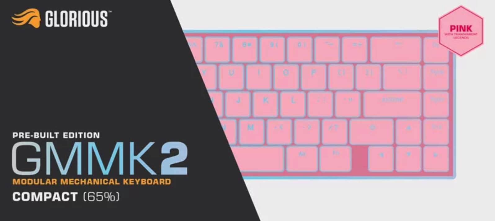 GLORIOUS GMMK 2 (65%) Mechanische Tastatur, Fox, ISO in Rosa | Aluminiumoberfläche für Biegsteifheit, Hot-Swap, Tastenweise RGB-Beleuchtung & Doubleshot-Kappen, PC-Gaming auf hohem Niveau