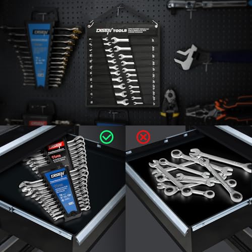 DISEN 22 PCS Ratcheting Wrenches Set, Combination Wrenches Set SAE & Metric Standard, 1/4" to 3/4" and 6-18mm Size, CR-V Steel, 12 Points 72-Teeth by DISEN - Image 6