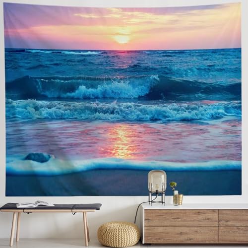 IcosaMro Ocean Tapestry Wall Hanging, Sea Beach Wave...