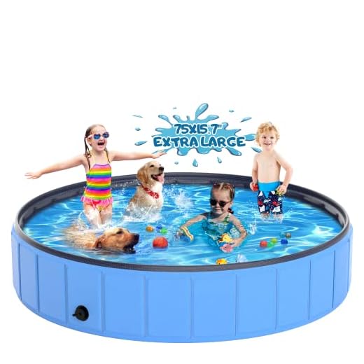 Dog Pool 75"x15.7", TOSKIESGO Extra Large Foldable Plastic Pool for Large Dogs, 0.55mm Durable and Collapsible Pet Bathing Tub Portable Outside Swimming Pool for Kiddie and Dogs