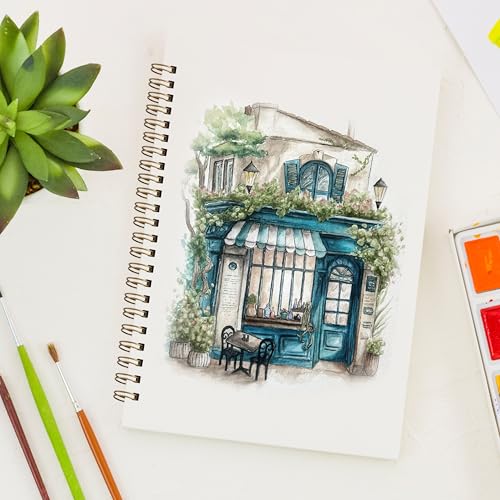 Image of Notehouse A4 Sketchbook Hard Bound Made for Artist 140 GSM Art Notebook (30x21 cm) | 80 White Unruled Pages | Thick Smooth Drawing Paper | Pastel Blue Hard Cover