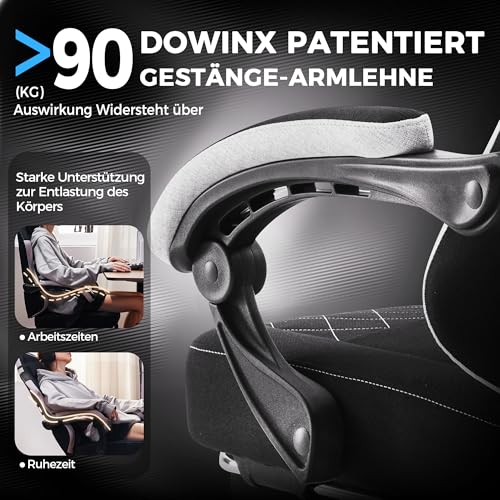 Sedia da gaming in tessuto con cuscino primaverile, supporto lombare per ufficio, con poggiapiedi per adulti, ergonomica, grande e alta, per Office Gaming, colore nero - Sedia gaming - Immagine 6