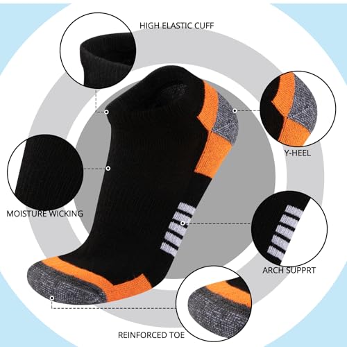 Image of COOVAN 10 Pairs Mens Ankle Socks Men 10 Pack Low Cut Comfort Cushion Casual Socks