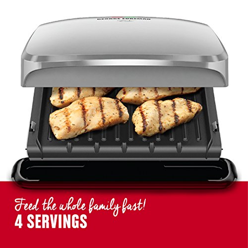 George Foreman 4-Serving Removable Plate Grill and Panini Press, Platinum, GRP3060P