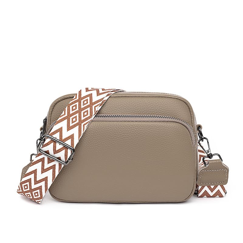 Leisofter Damen Umhängetasche Echtes Leder Crossbody Bag Damen Moderne Taschen mit Breite Schultergurte