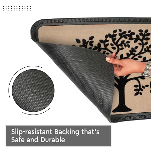 Image of Encasa XO Door Mat for Home Entrance, Polypropylene Floor Mat Tree-Beige