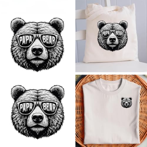 2/12pcs Flames, Dad, Bear, Father's Day Colorful Iron on Stickers Patches Heat Transfer Stickers Decals DIY T-Shirt Jeans Backpacks Families Clothing Hat Decoration Applique (P2)