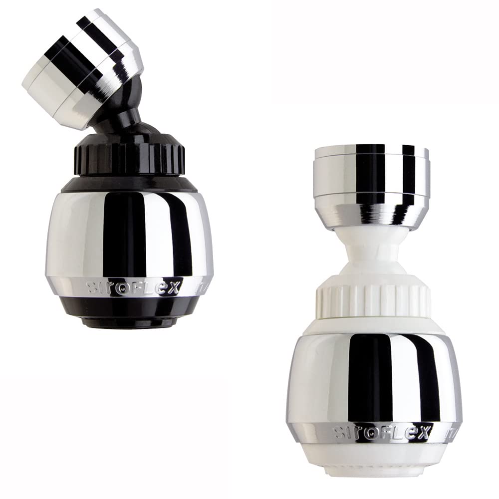 Siroflex Duplex 2505/5 W ‘Duplex’ 2 Aerator-Shower Tap Sprayers With Double Swivel Made In Italy | 2 Tap Sprayers | Aerator Tap For Great Functionality | Kitchen Tap Sprayer