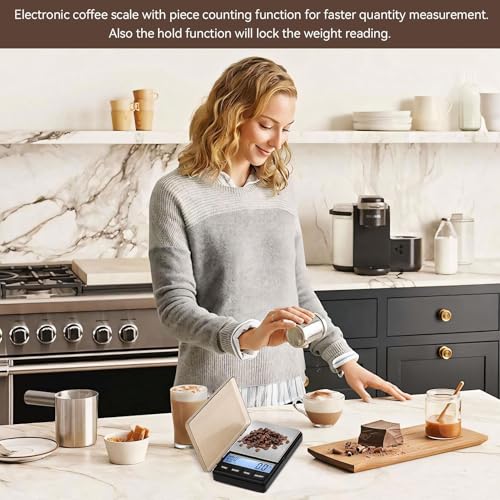 Espressoweegschaal Met Timer 1000 G X 0,1 G, Dunne En Slanke Koffieweegschaal Voor Lekbak, Kleine En Handige Barista-weegschaal, Handige Digitale Zakweegschaal, Mini-barista Koffieweegschaal - Afbeelding 3