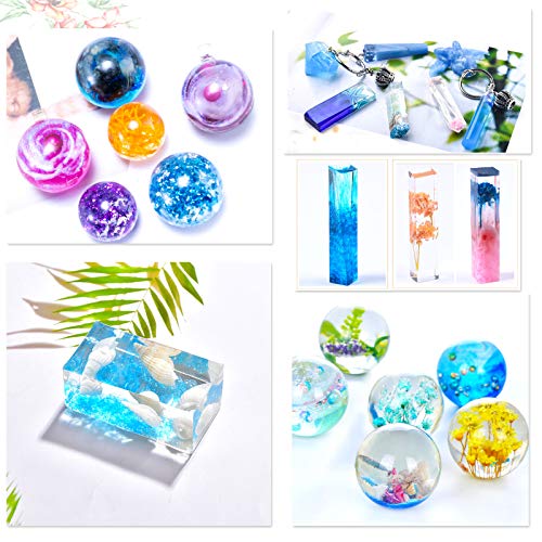Keadic 31Pcs Silicone Resin Casting Molds Assortment Kit, Including Sphere, Cube, Pyramid, Pendant Decoration Molds, Square & Round Coaster Molds,For Candle Wax Mat & Pendants Home Decorations Etc #TOP4