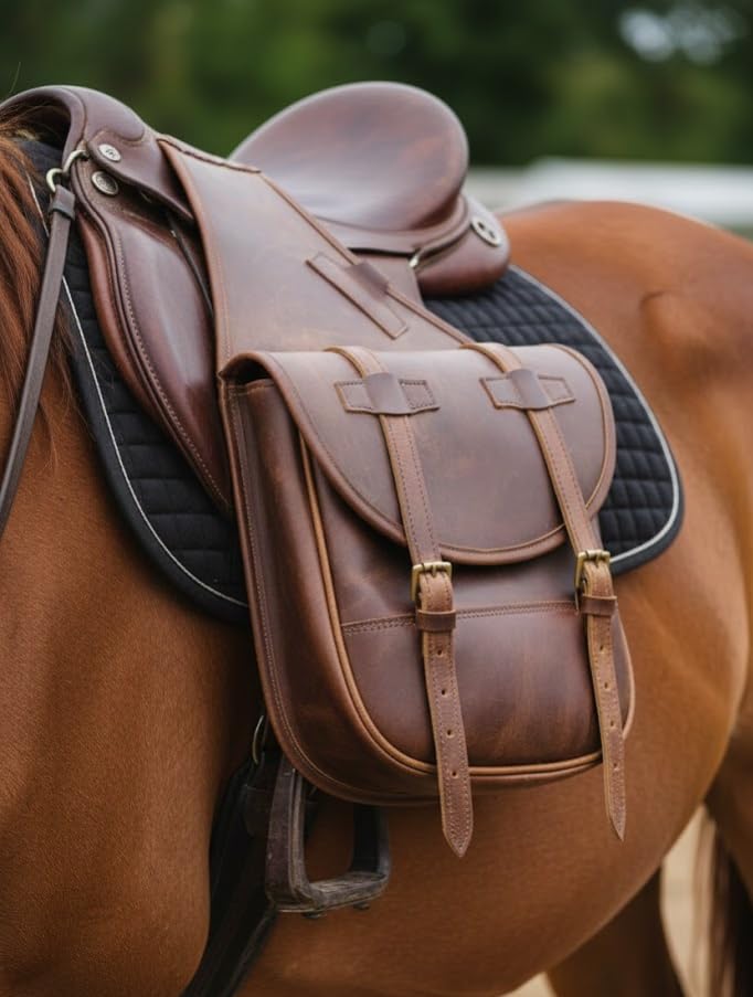 Alforja de cuero occidental para caballo | Ideal para paseos ecuestres, carreras de barriles y equitación | Alforja con correa ajustable (Tamaño: 11 x 11 x 3,5 pulgadas) miniatura 2