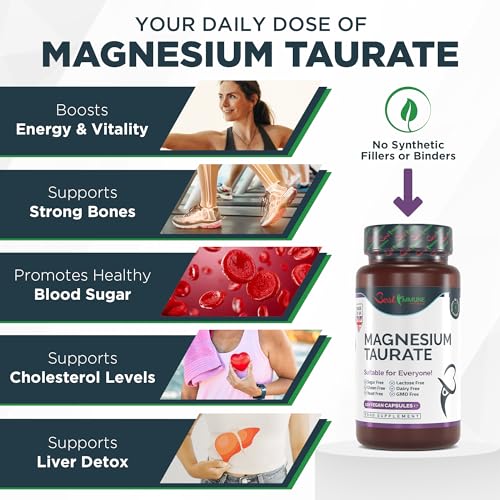 Best Immune Natürliches Magnesiumtaurat 500mg Höchste Bioverfügbarkeit 100 Vegane Kapseln
