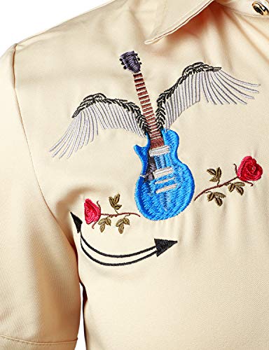 Atryone Mens Western Cowboy Embroidered Shirt Short Sleeve Button Down Shirt Khaki Xx-Large #TOP5