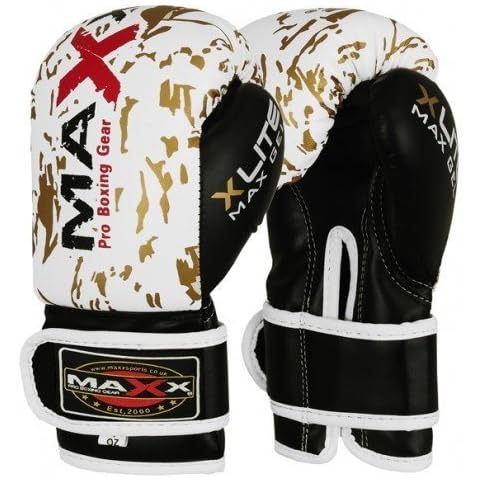 Maxx white/gold Kids junior boxing gloves Rex leather 4oz (white/gold 4oz) Cover