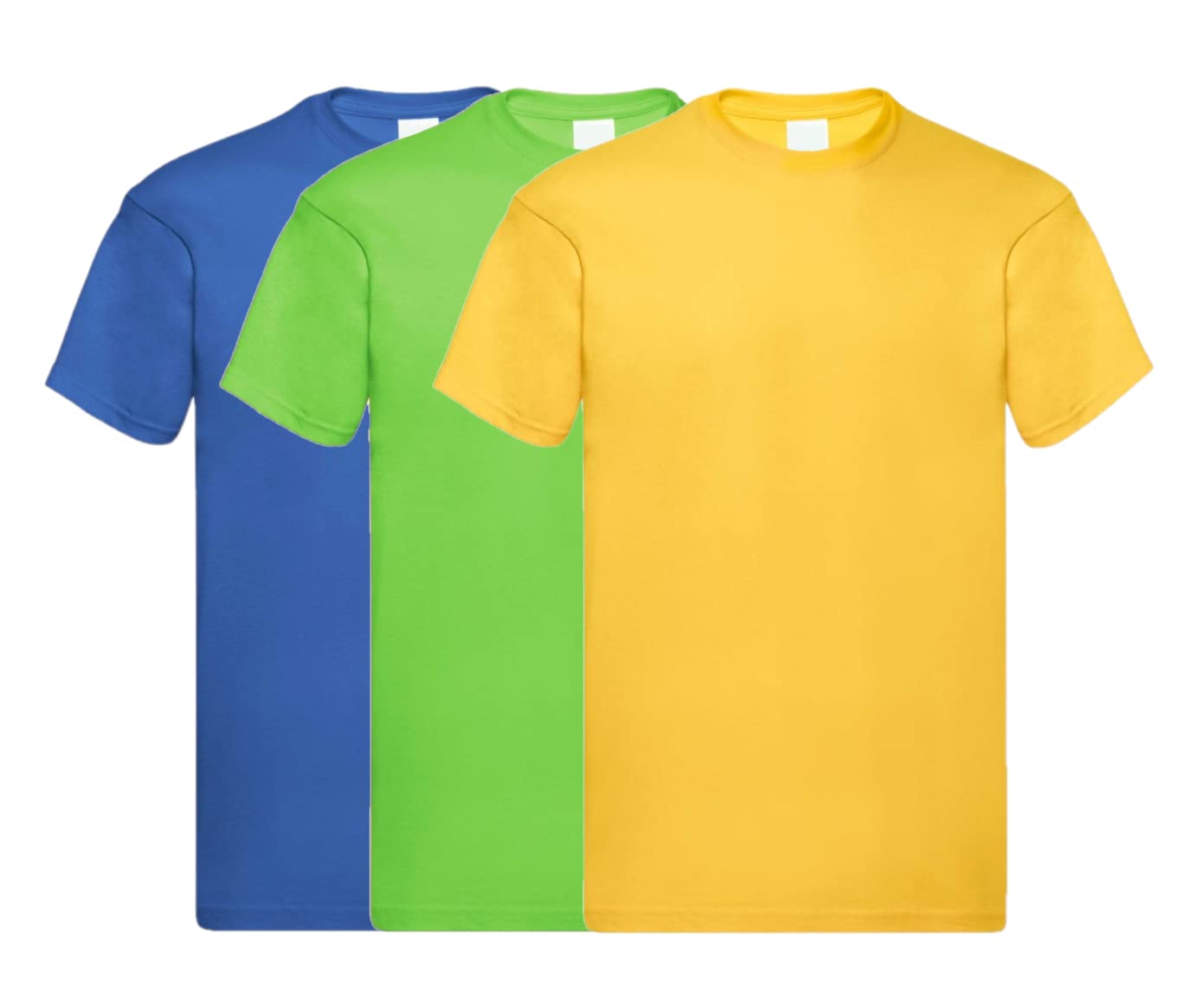COOZO Mens Original Pack of 3 Short Sleeve T-Shirts - Lime Green/Royal Blue/Sunflower - 3XL