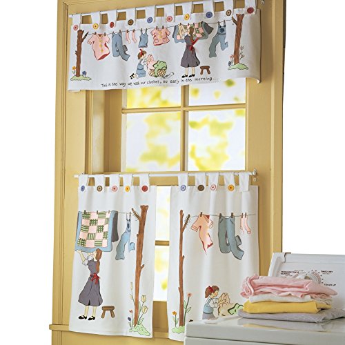Nostalgic Laundry Room Cafe Curtain Set, Machine Washable, Polyester