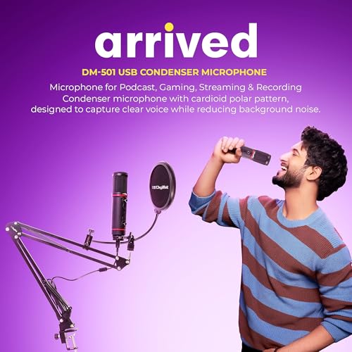 Image of Digitek DM-501 USB Podcast & Gaming Condenser Microphone Kit with Arm & Pop Filter, High Sensitivity, Noise Cancellation, Vol Adjustment & Mute, Use with PS4, PS5,PC & Smartphone for Live Streaming